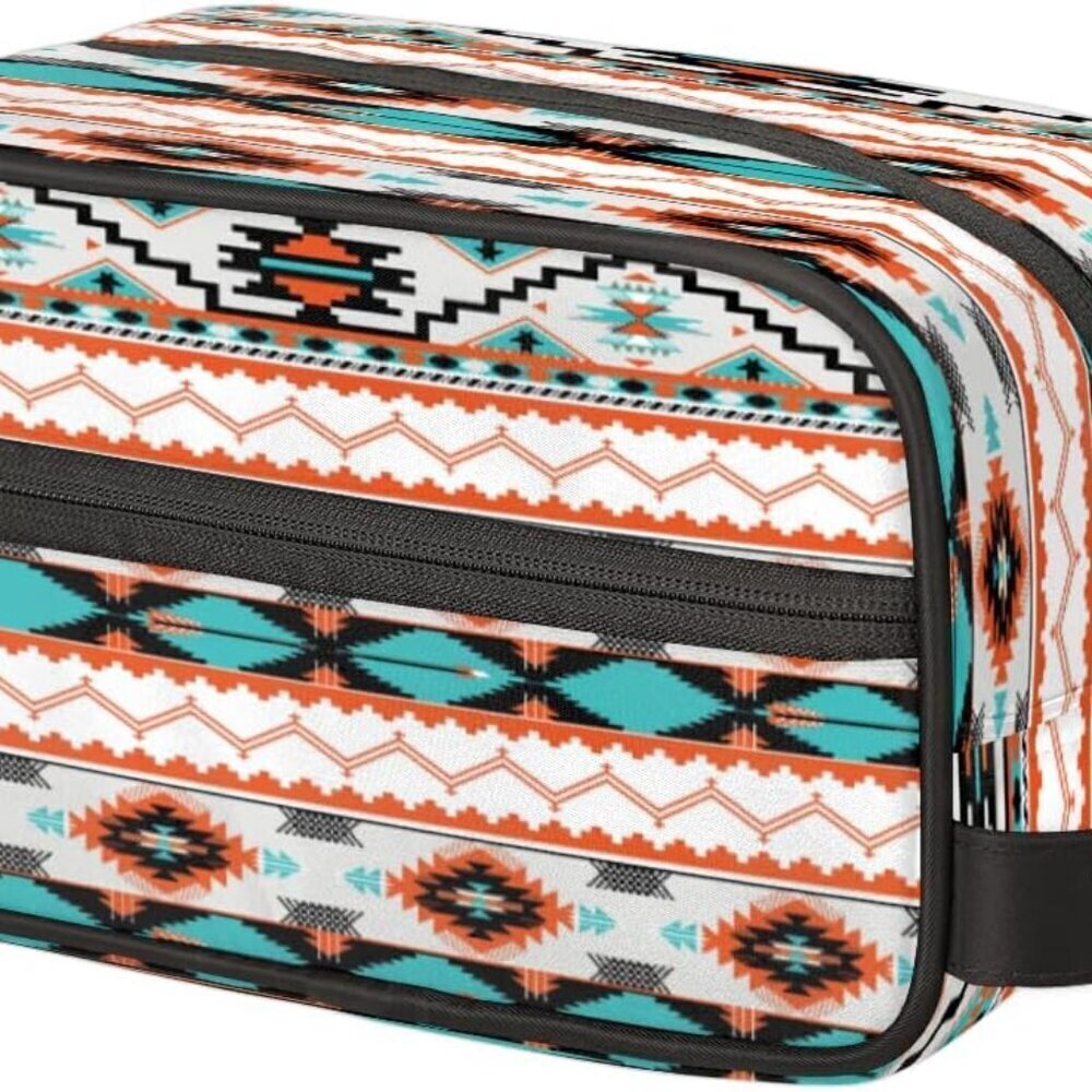 Aztec Toiletry Bag for Women Girl,Western Travel Cosmetic Bag,Hanging Makeup Bag
